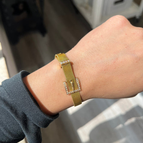Antique Gold Mesh Buckle Bracelet