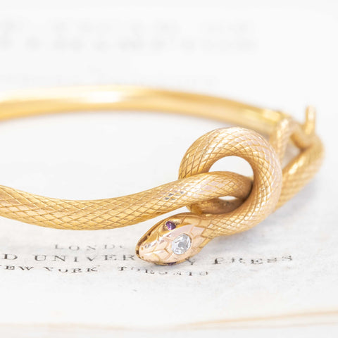 Antique Old Cut Diamond Serpent Bangle