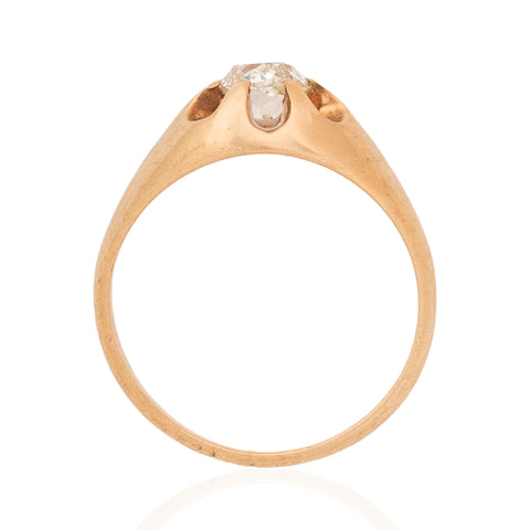 Antique old mine cut diamond belcher solitaire ring in 14kt yellow gold – alternate view 6