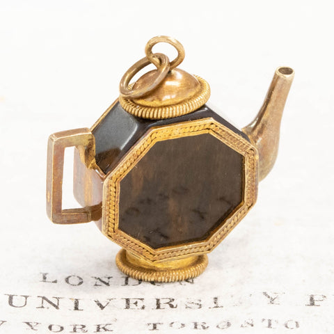 Antique Onyx & Tigers Eye Tea Pot Pendant