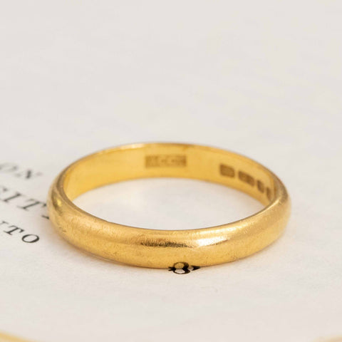 Antique Slim 22kt Band, 3.03mm Wide, English
