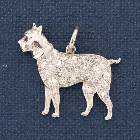 Art Deco Diamond Dog Charm