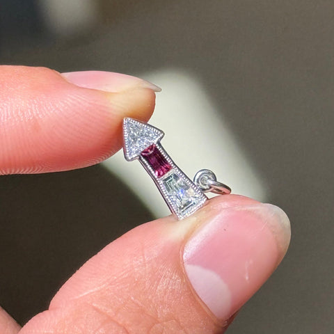 Art Deco Diamond & Ruby Arrow Charm