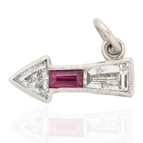 Art Deco Diamond & Ruby Arrow Charm