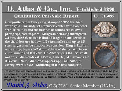 0.41ctw Art Deco inspired princess cut diamond halo ring in 14kt white gold – alternate view 3