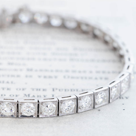 9.00ctw Art Deco Old European Cut Diamond Block Bracelet