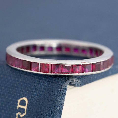 3.80ctw Art Deco Ruby & Sapphire Eternity Bands, by Tiffany & Co.