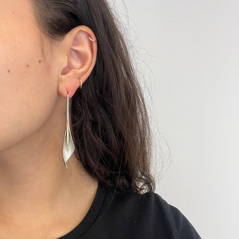 Calla Lily Platinum and Gold Earrings by Michael Good
