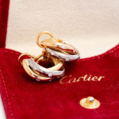 Diamond Trinity Hoops, by Cartier