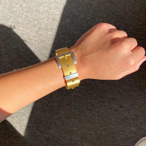 Edwardian-era Gold and Platinum Buckle Bangle