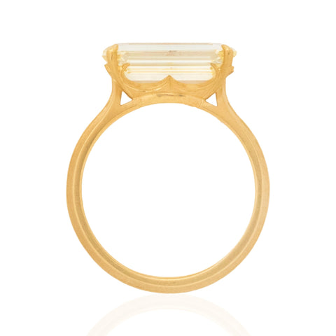 Erika Winters Laurel ring with 3.00ct GIA fancy light yellow emerald cut diamond set east-west in 18K gold – alternate view 5