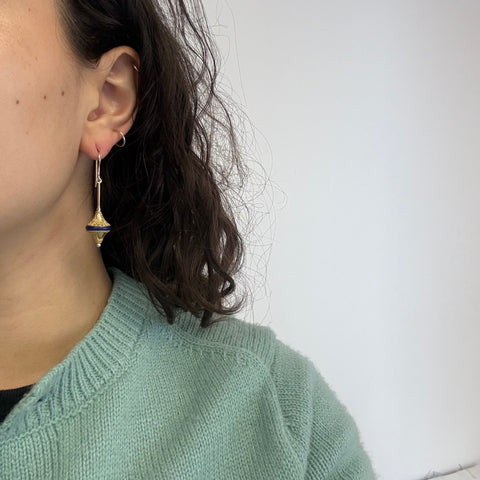 Etruscan Enamel Shoulder Duster Earrings