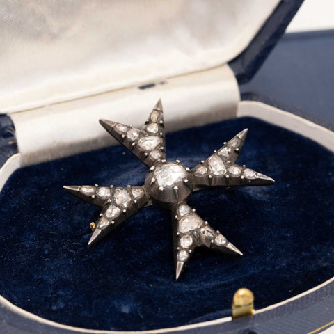 1.65ctw Georgian-era Rose Cut Diamond Maltese Cross Brooch