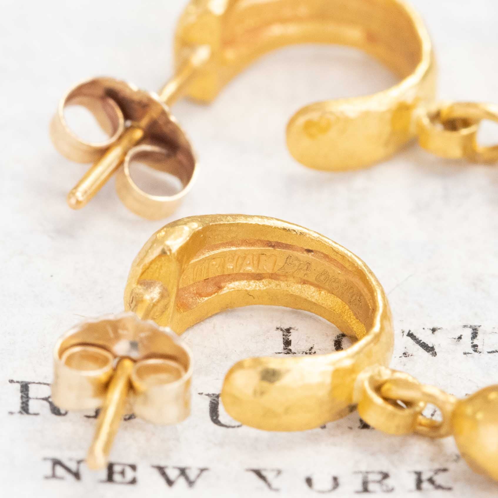 Jewels by Grace Gurhan drop earrings, elegant 23kt gold design