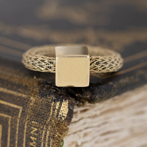 Modernist Cube and Chain Link Ring