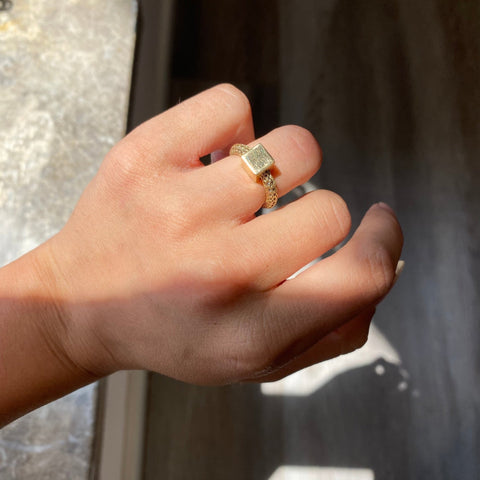 Modernist Cube and Chain Link Ring