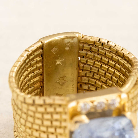 5ct (est) No-Heat Sapphire Bezel Chain Ring by H. Stern