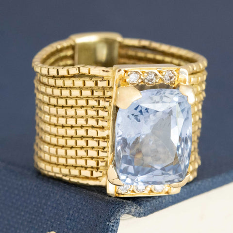 5ct (est) No-Heat Sapphire Bezel Chain Ring by H. Stern