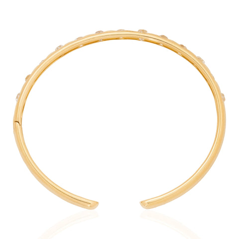 Old mine cut diamond flush set hinged cuff bangle, 4.61ctw, 18K yellow gold – alternate view 4