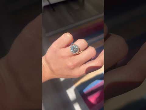 A video of Jewels by Grace's 6.42ct old European cut diamond in a vintage inspired collet setting in silver and 18kt yellow gold. A beautiful vintage diamond and/or vintage engagement ring choice!