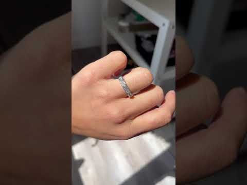 Video of 1.00ctw Old European Cut Diamond Half Bezel Band, vintage-inspired band with Old European Cut Diamonds, crafted in platinum