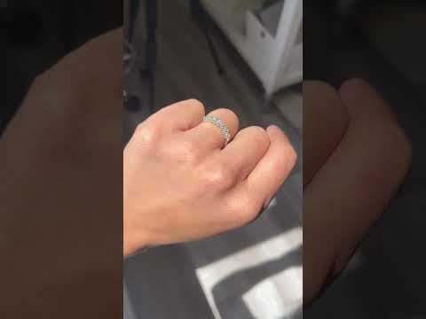 Video of 1.04ctw Old Mine Cut Diamond Half-Hoop Band, vintage-inspired band with Old Mine Cut Diamonds, crafted in platinum