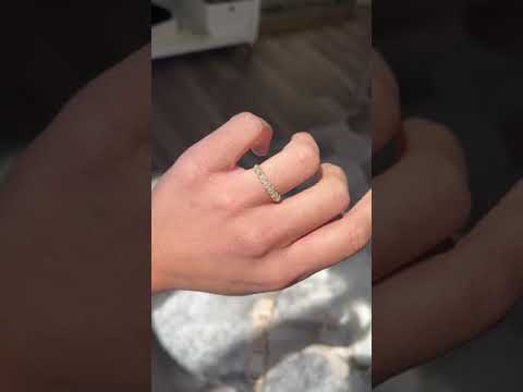 Video of 1.05ctw Old Mine Cut Diamond Half-Hoop Band, vintage-inspired band with Old Mine Cut Diamonds, crafted in yellow gold