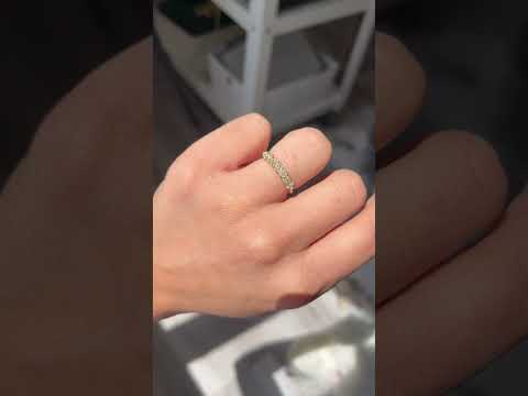 Video of .77ctw Petite Old Mine Cut Diamond Half-Hoop Band, vintage-inspired band with Old Mine Cut Diamonds, crafted in yellow gold