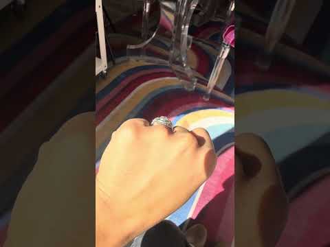 Video of Model wearing 2.74 ctw old mine cut diamond sapphire halo ring yellow gold