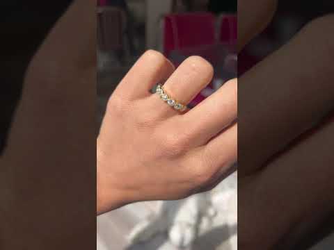 Video of .94ctw Petite Old European Cut Diamond Half-Hoop Bezel Band, vintage-inspired band with Old European Cut Diamonds, crafted in yellow gold
