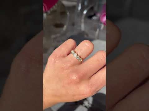 Video of 1.07ctw Old European Cut Diamond 5-Stone Bezel Band, vintage-inspired band with Old European Cut Diamonds, crafted in yellow gold