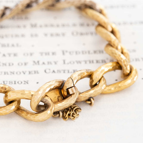 RARE Antique Rose Cut Diamond Curb Link Bracelet, French