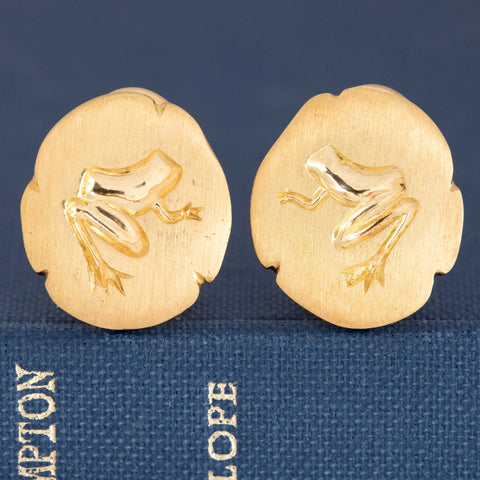 RARE Vintage Frog on Lilly Pad Earrings, by Tiffany & Co.