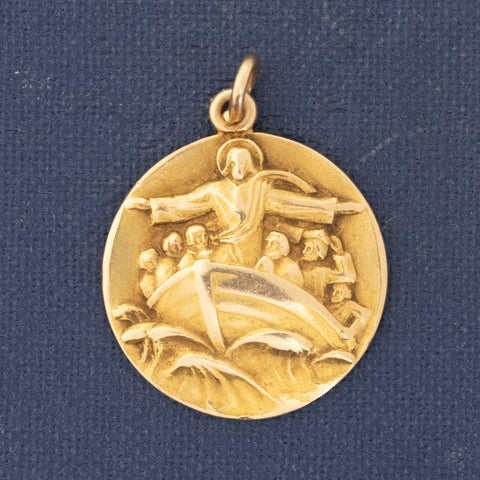 RARE Vintage Jesus Calm the Storm Medallion by Cartier