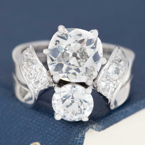 RARE Vintage Monture 4.00ctw Old Mine Cut Diamond Ring, by Van Cleef & Arpels