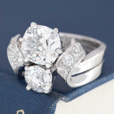 RARE Vintage Monture 4.00ctw Old Mine Cut Diamond Ring, by Van Cleef & Arpels