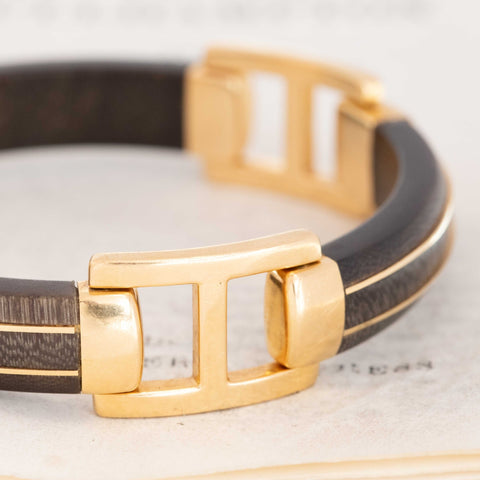 Vintage Van Cleef & Arpels ebony wood and H link bracelet in 18kt yellow gold – alternate view 4
