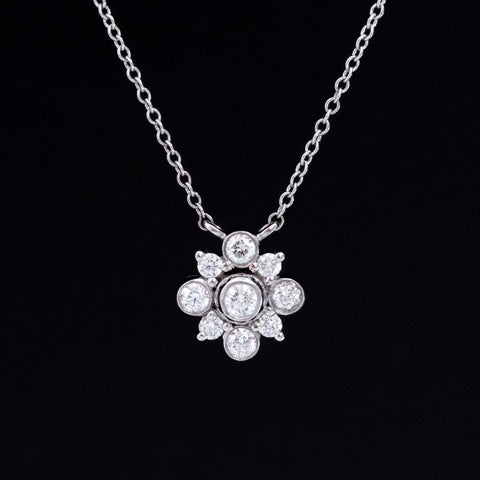 Round Cut Diamond Floral Cluster Pendant by Kwiat
