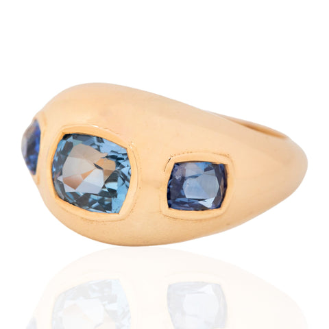 Sapphire Three Stone Flush Set Ring
