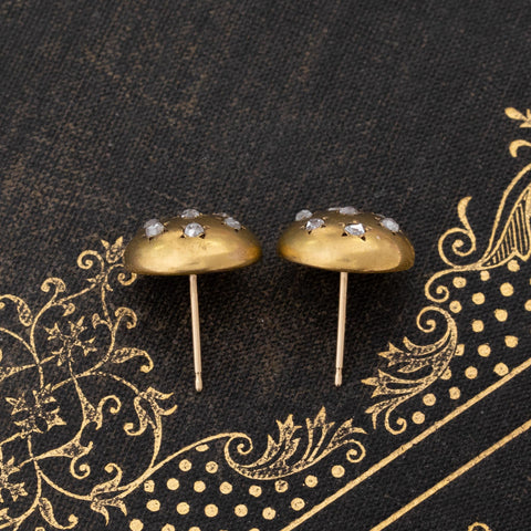Victorian French rose cut diamond star motif button earrings in 18kt yellow gold – alternate view 6