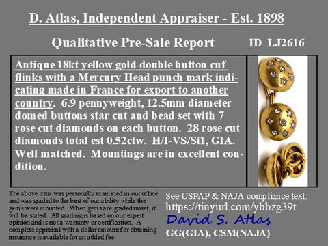 Victorian French rose cut diamond star motif button earrings in 18kt yellow gold – alternate view 4