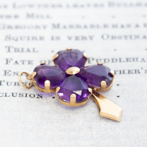 Vintage Amethyst Four Leaf Clover Pendant/Charm