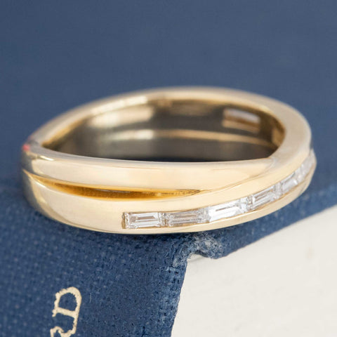Vintage Baguette Cut Diamond Cross Band