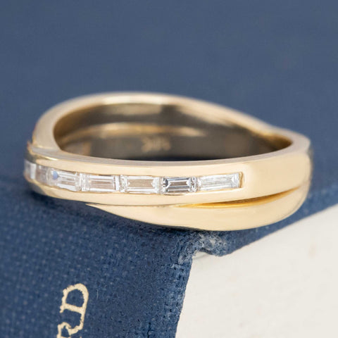 Vintage Baguette Cut Diamond Cross Band