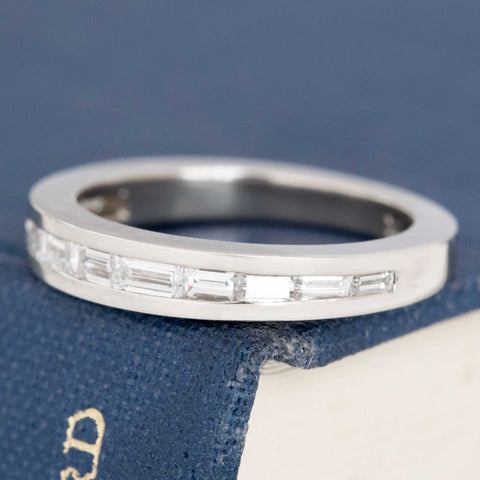 Vintage Baguette Cut Diamond Half Eternity Band
