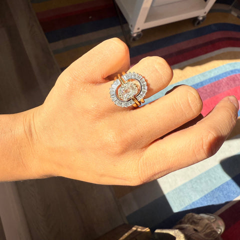 1.56ctw Vintage Baguette Cut Diamond Ring Jacket