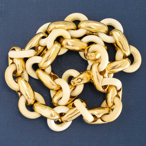 RARE Vintage Bone & Gold Convertible Bracelet/Necklace by Tiffany & Co.