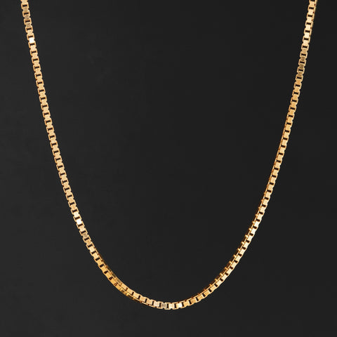 Vintage square box link chain necklace in 18kt yellow gold