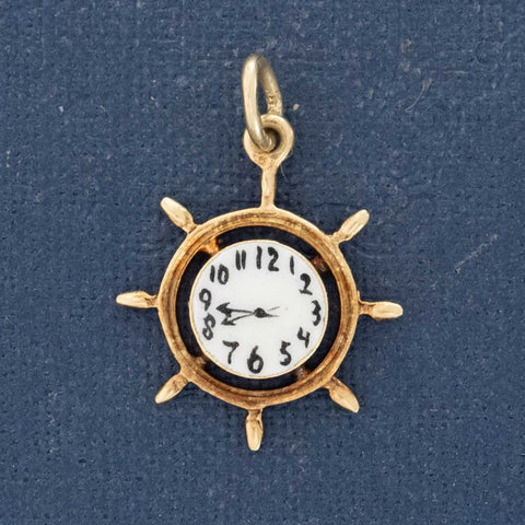 Vintage Captains Wheel Motif Clock Charm