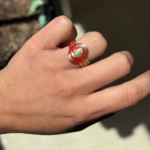 Vintage 1970s Cartier red enamel cigar band ring, 18K yellow gold – alternate view 2